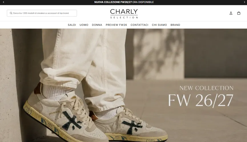 Homepage dello store Charly Selection con la nuova collezione in evidenza